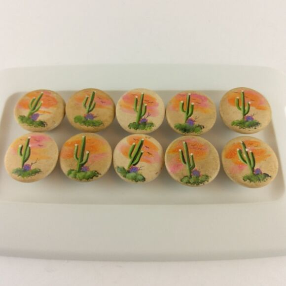 10 Southwestern clay hand-painted cabinet pulls - Picture 1 of 16